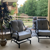 Alcott Hill Reid Outdoor Rocking Motion Patio Chair with Cushions